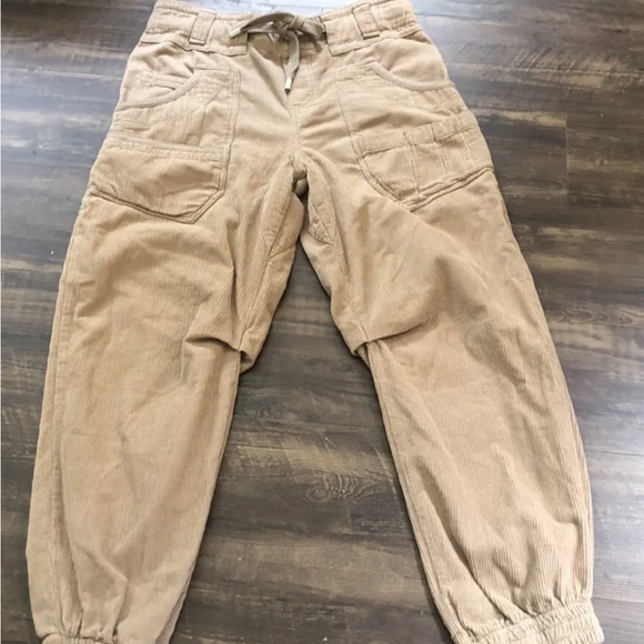 Free People Low Slung Pull On Cord Pants Tie Cord Cinch Hem Tan - Picture 3 of 6